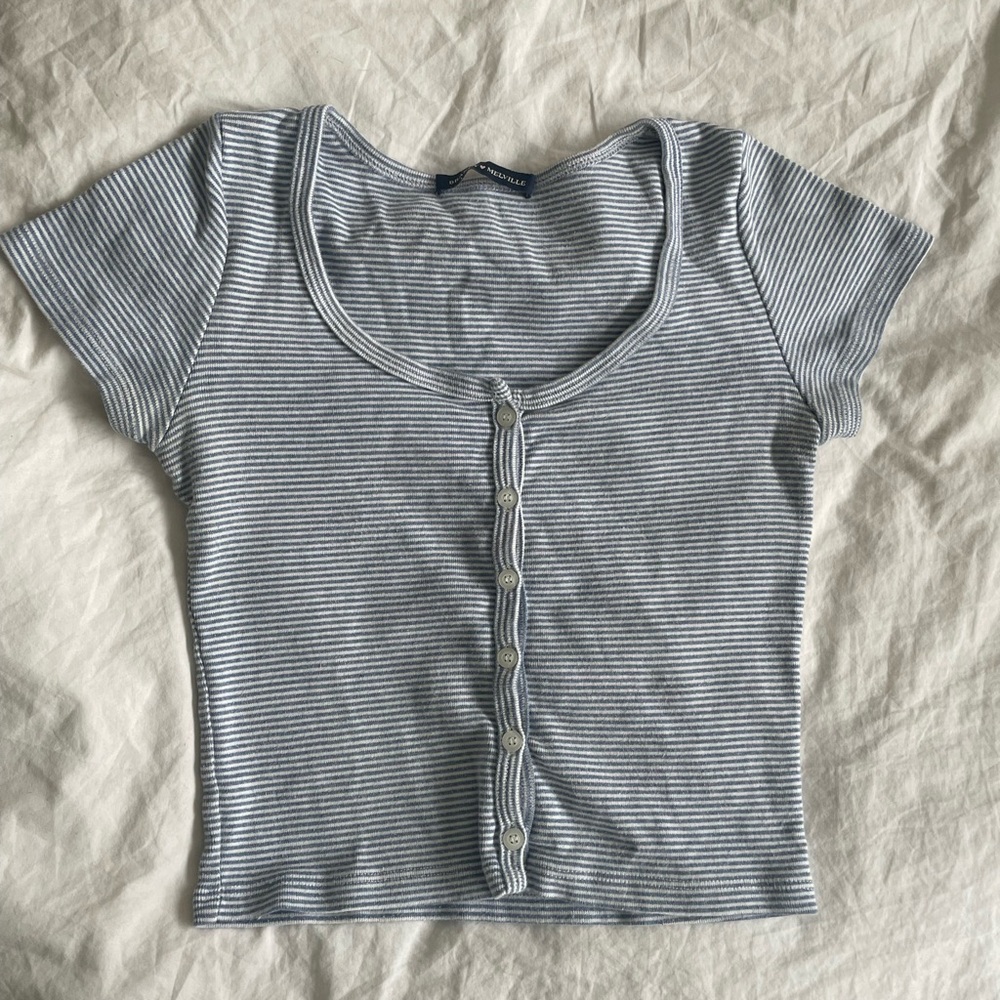 Blue and white stripped short sleeve top from Brandy Melville